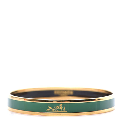 Hermes Enamel Printed Narrow Caleche Bracelet 65 Vert Sapin 1 of 5
