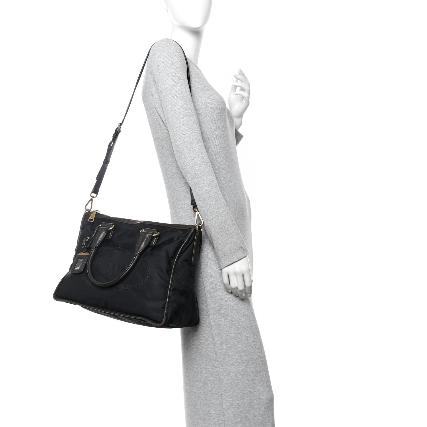 Prada Tessuto Nylon Double Zip Logo Tote Black 1825634 – FASHIONPHILE