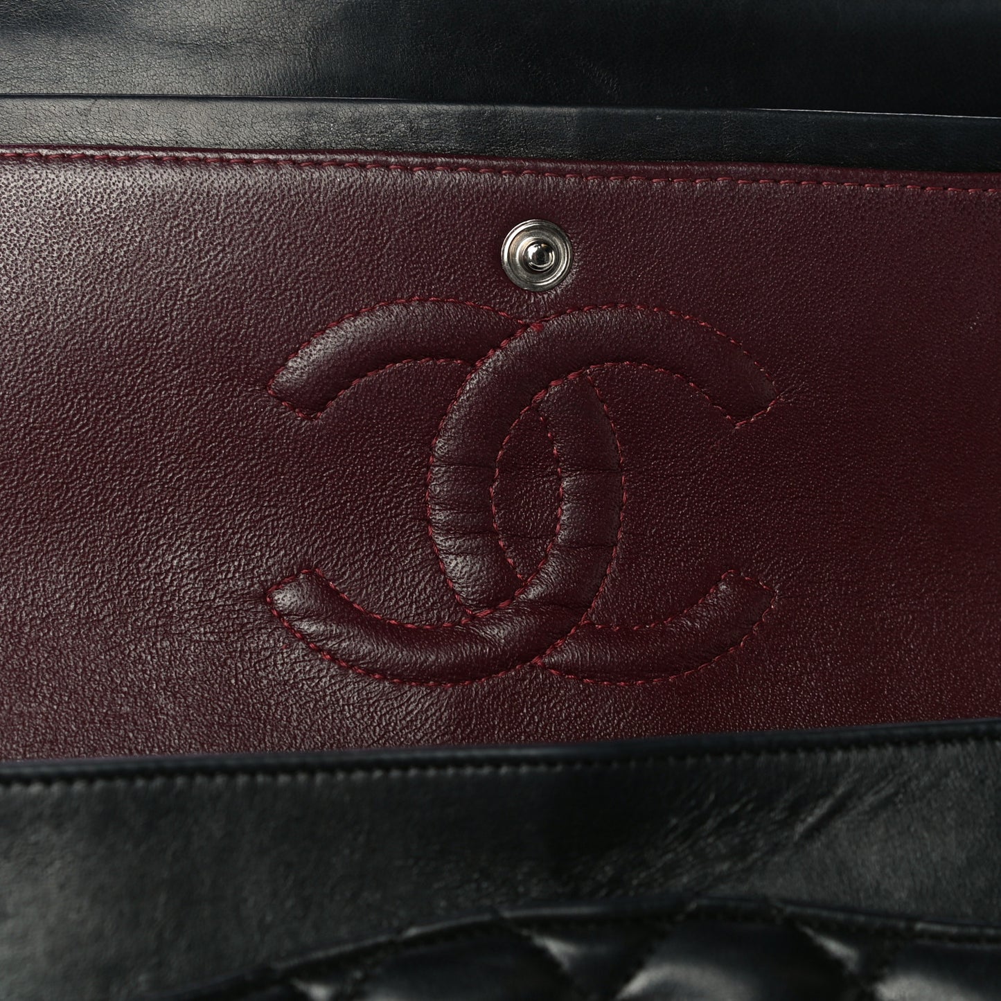 Lambskin Quilted Medium Double Flap Black