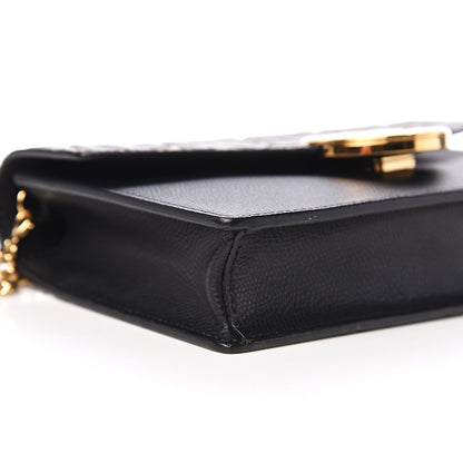 Fendi Vitello Cruise F is Fendi Bi-Color FF 1974 Embossed Medium Envelope Wallet On Chain Black Maya 8 of 10