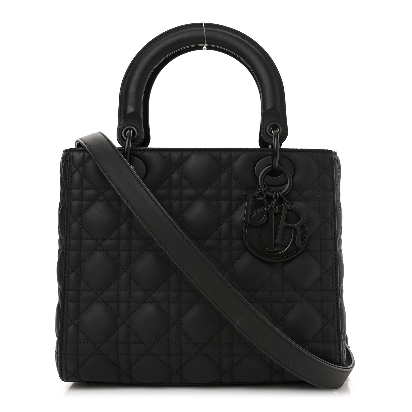 Ultra Matte Calfskin Cannage Medium Lady Dior Black