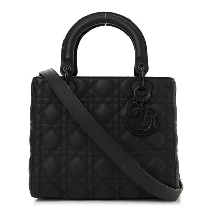Christian Dior Ultra Matte Calfskin Cannage Medium Lady Dior Black 1 of 10