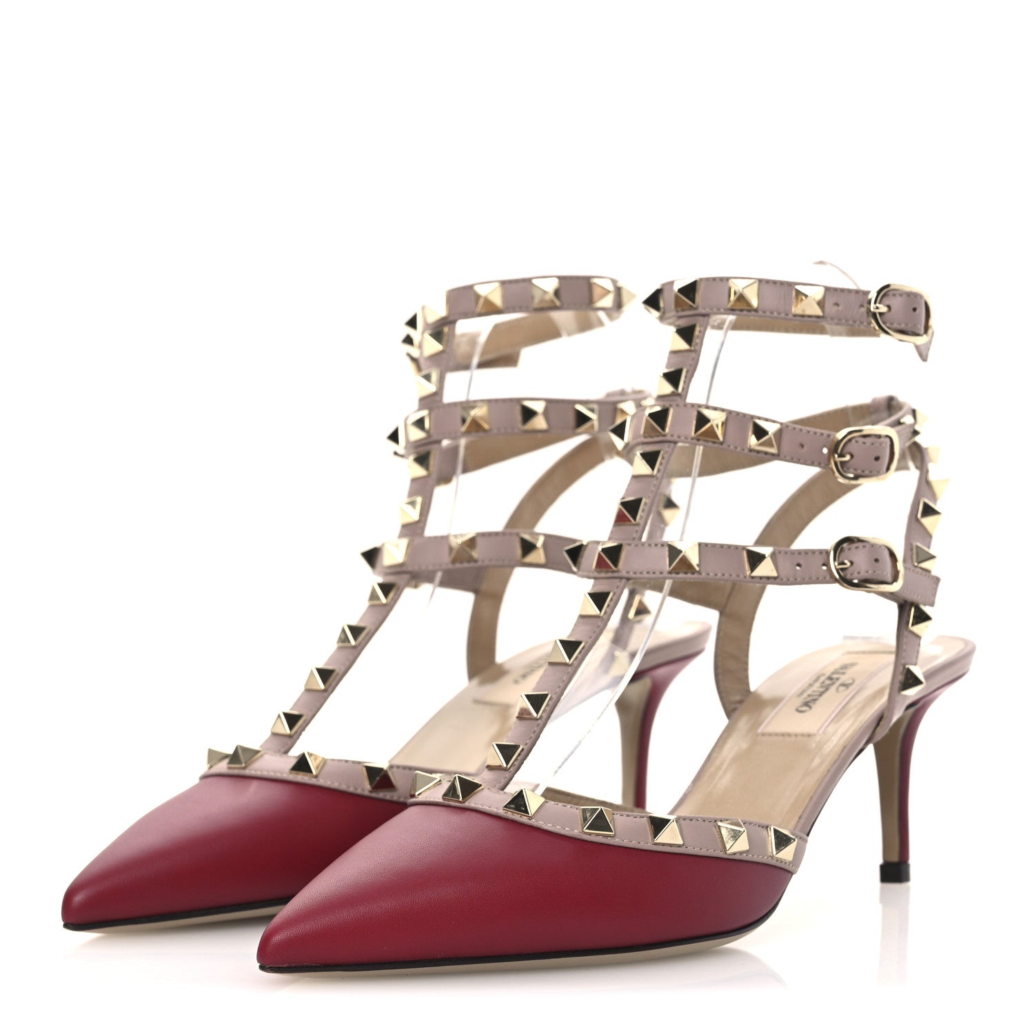 Valentino Garavani Nappa Rockstud Ankle Strap 65mm Pumps 37 Scarlet Poudre 4 of 11