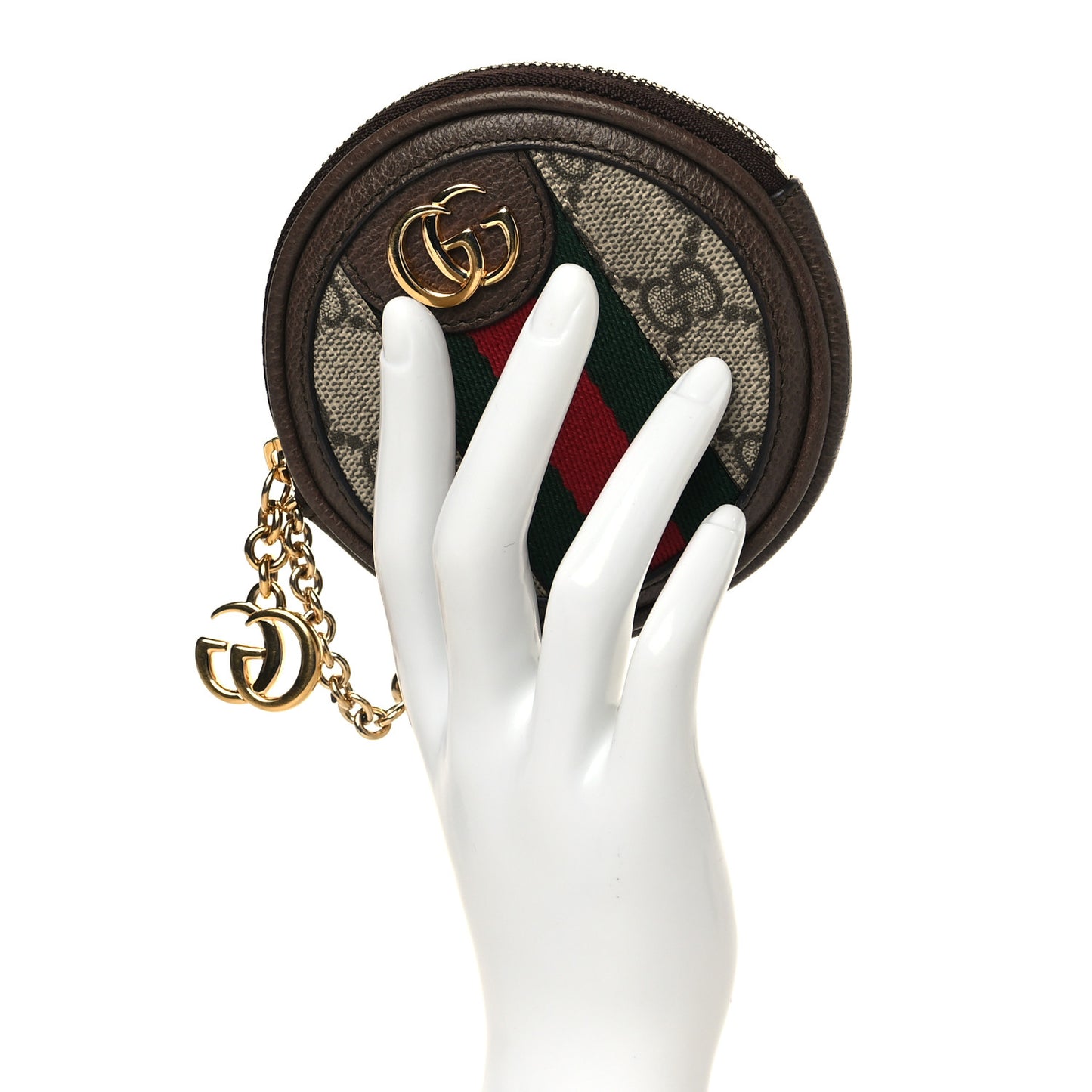 GG Supreme Monogram Web Ophidia Round Coin Purse Beige New Acero