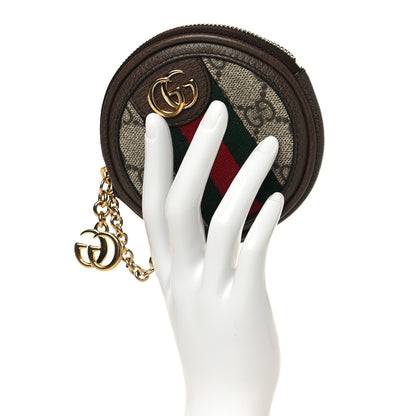 Gucci GG Supreme Monogram Web Ophidia Round Coin Purse Beige New Acero 2 of 7