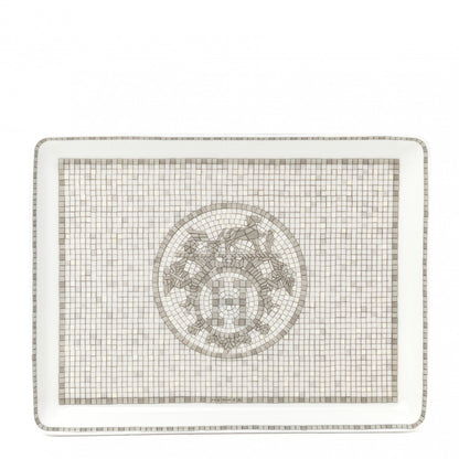 Hermes Porcelain Mosaique Au 24 Sushi Plate Platine 1 of 6