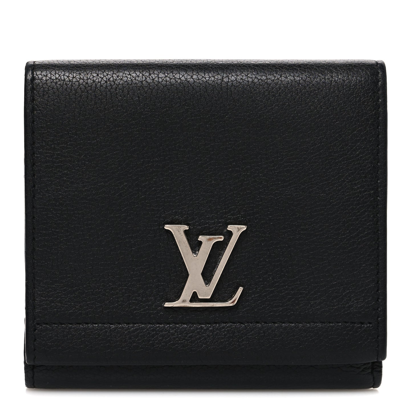 Calfskin LockMe II Compact Wallet Black