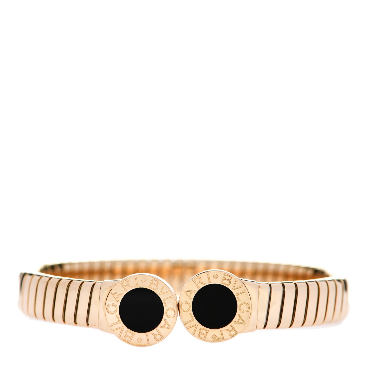 BVLGARI 18K Yellow Gold Black Onyx Tubogas Bracelet