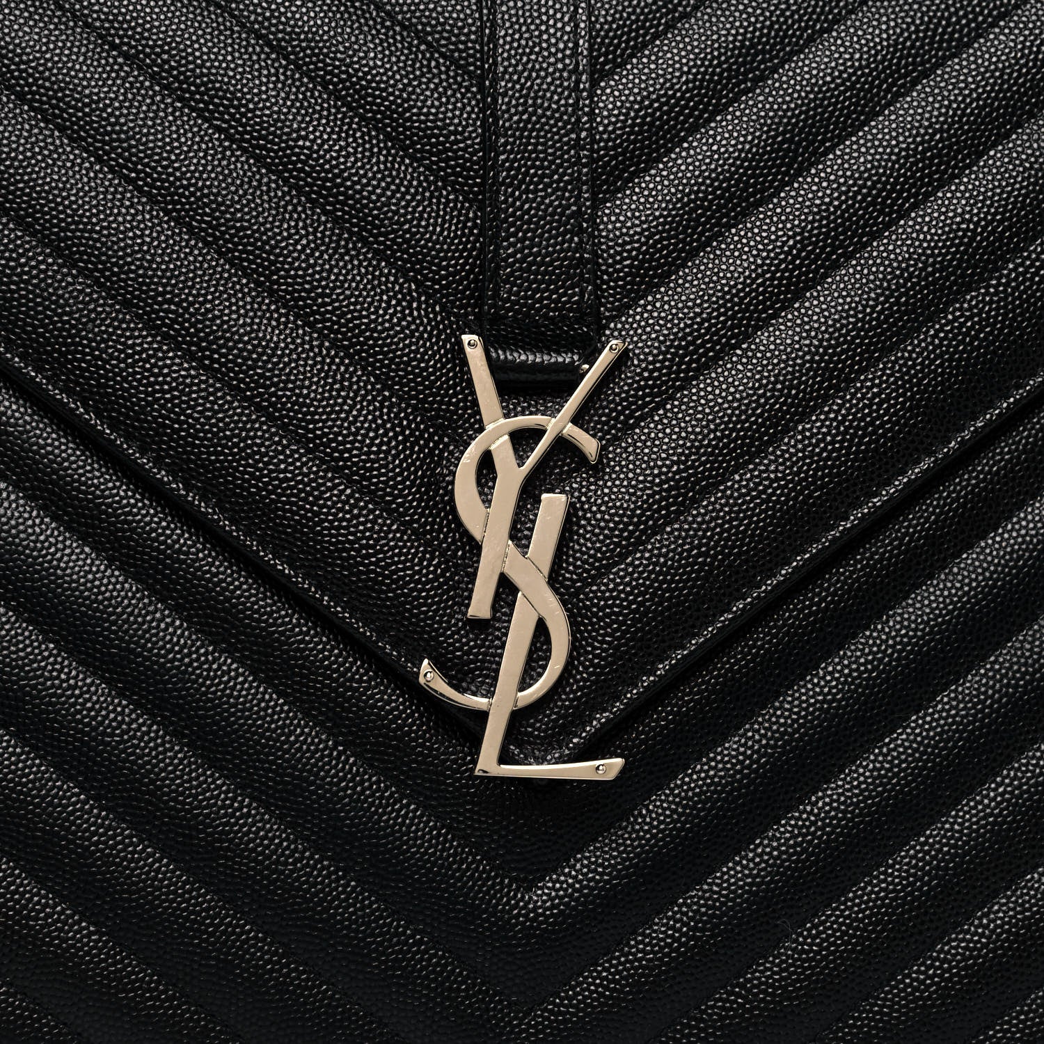 Saint Laurent Grain De Poudre Matelasse Chevron Large Monogram Satchel Black 8 of 12