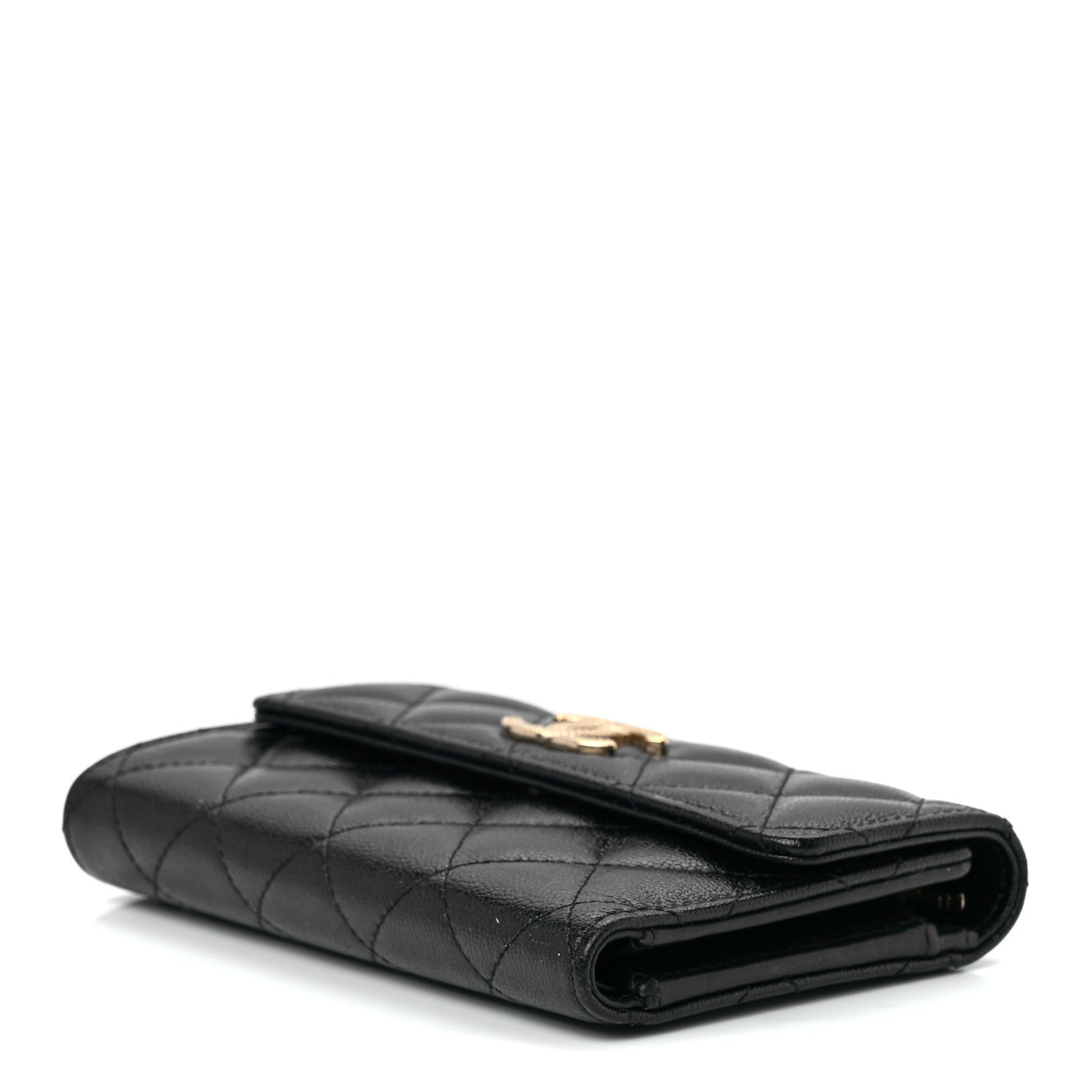 Chanel Caviar Quilted Studded CC Medium Flap Wallet Black 9 of 11