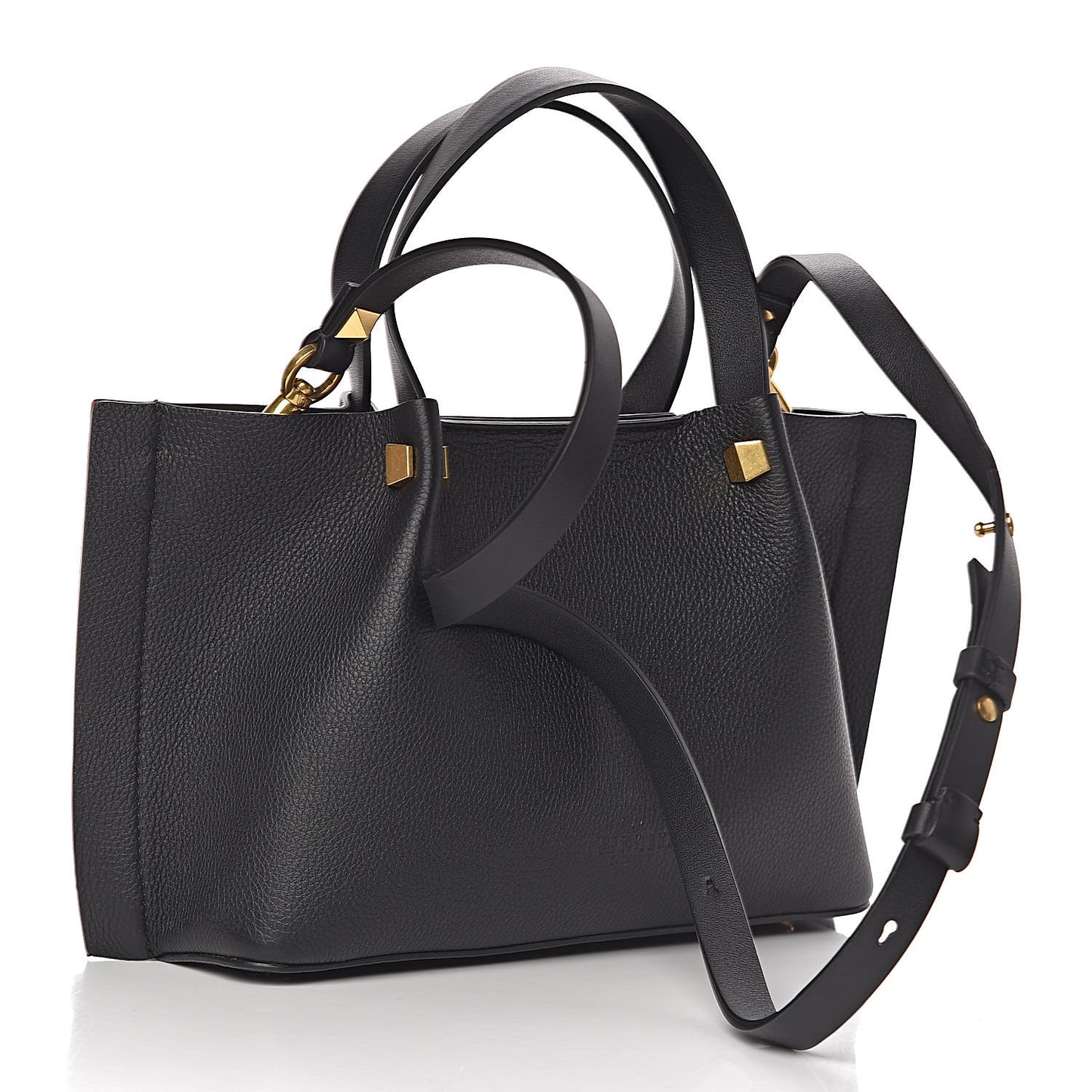 Grainy Calfskin Small VLogo Escape Shopper Black