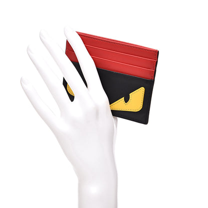 Fendi Vitello Century Monster Eyes Inlay Card Holder Black Giallo Rosso 2 of 9