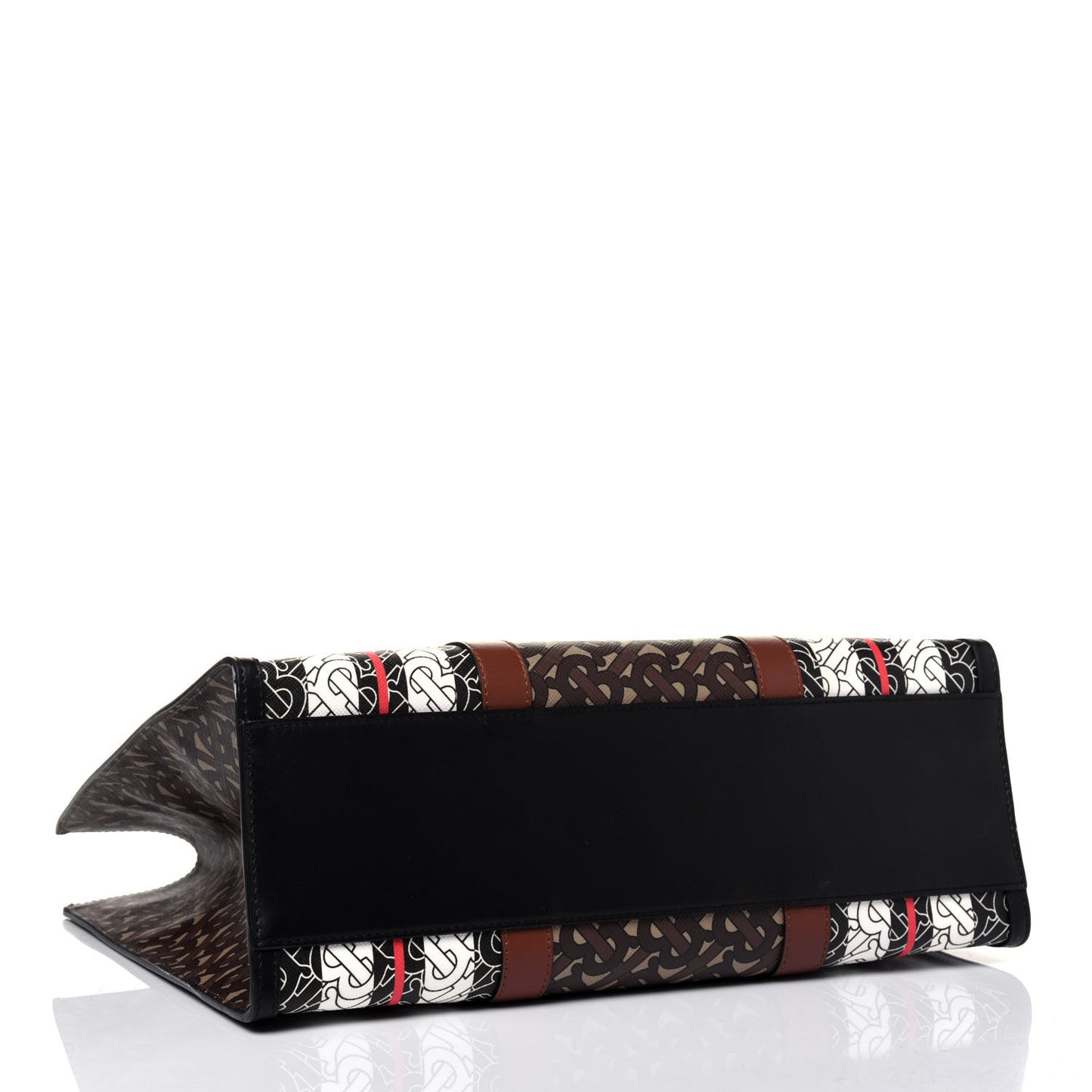 E-Canvas Monogram Stripe Small Book Tote Bridle Brown