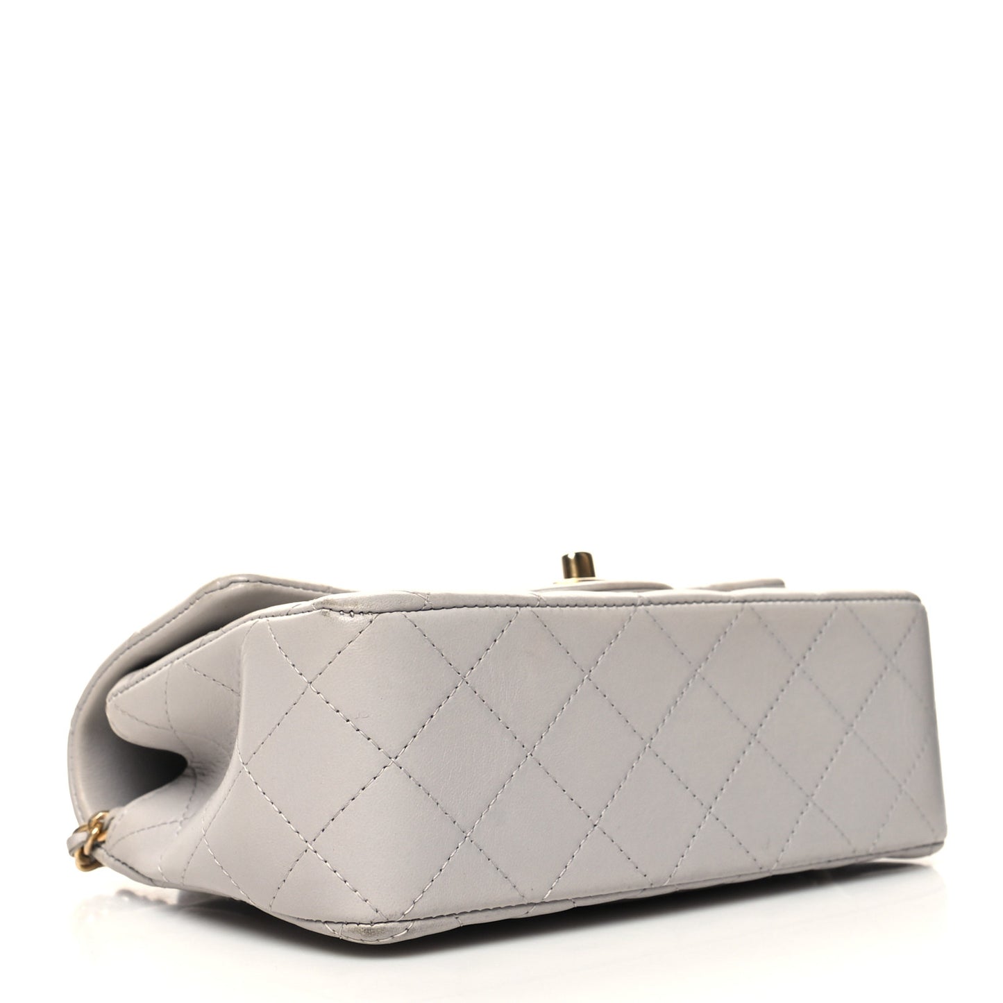 Lambskin Quilted Mini Top Handle Rectangular Flap Grey