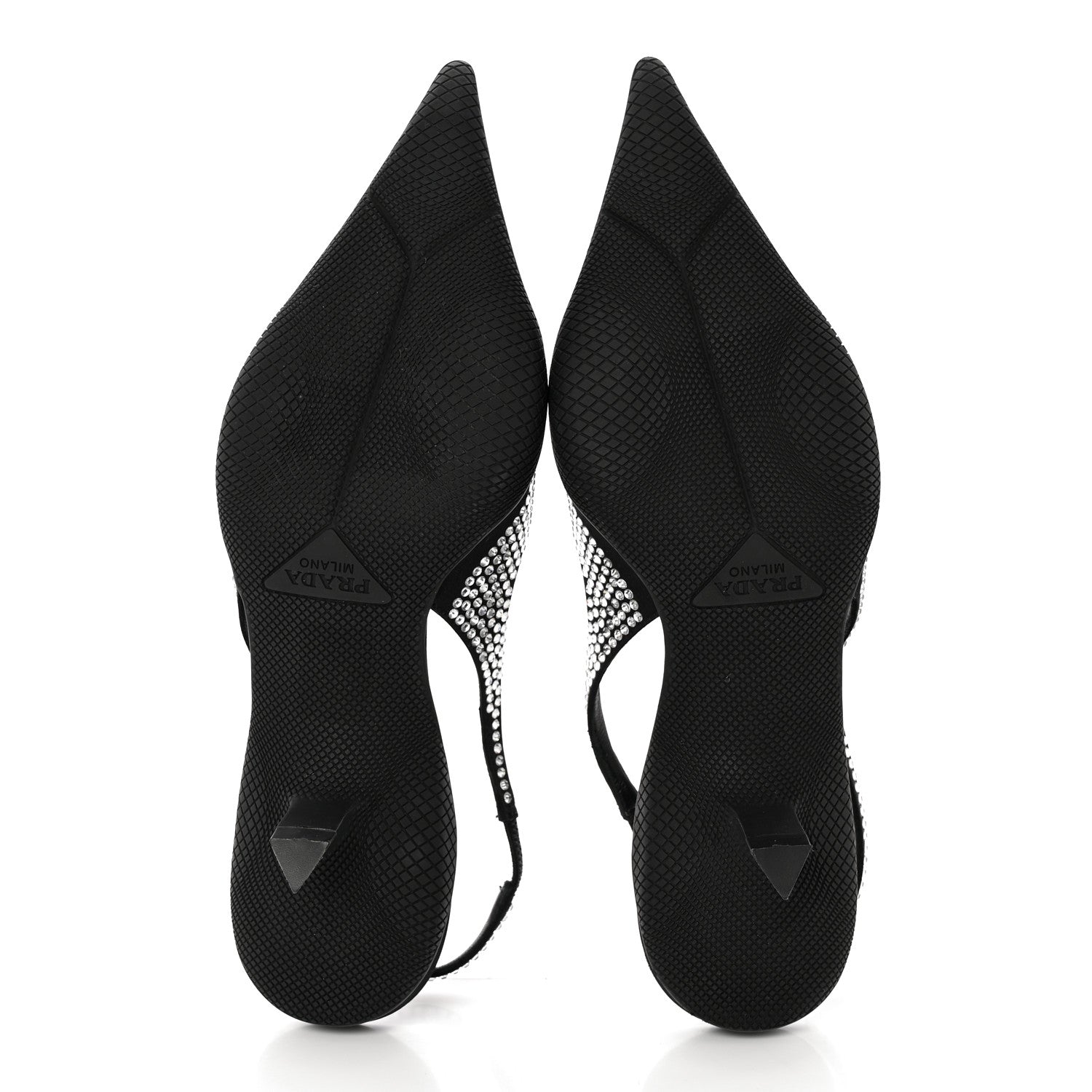 Prada Satin Crystal Logo 45mm Slingback Pumps 36.5 Cristal 5 of 12