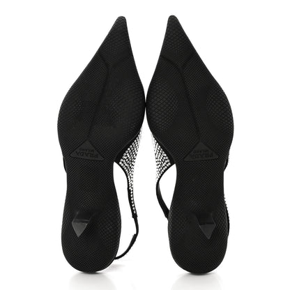Prada Satin Crystal Logo 45mm Slingback Pumps 36.5 Cristal 5 of 12