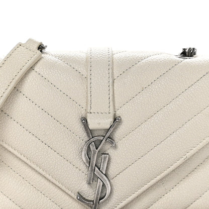 Saint Laurent Grained Calfskin Matelassé Chevron Monogram Classic Baby Chain Bag White 8 of 12