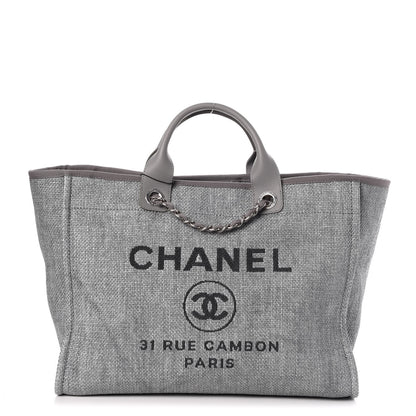 Chanel Woven Straw Raffia Large Deauville Tote Grey 1 of 9