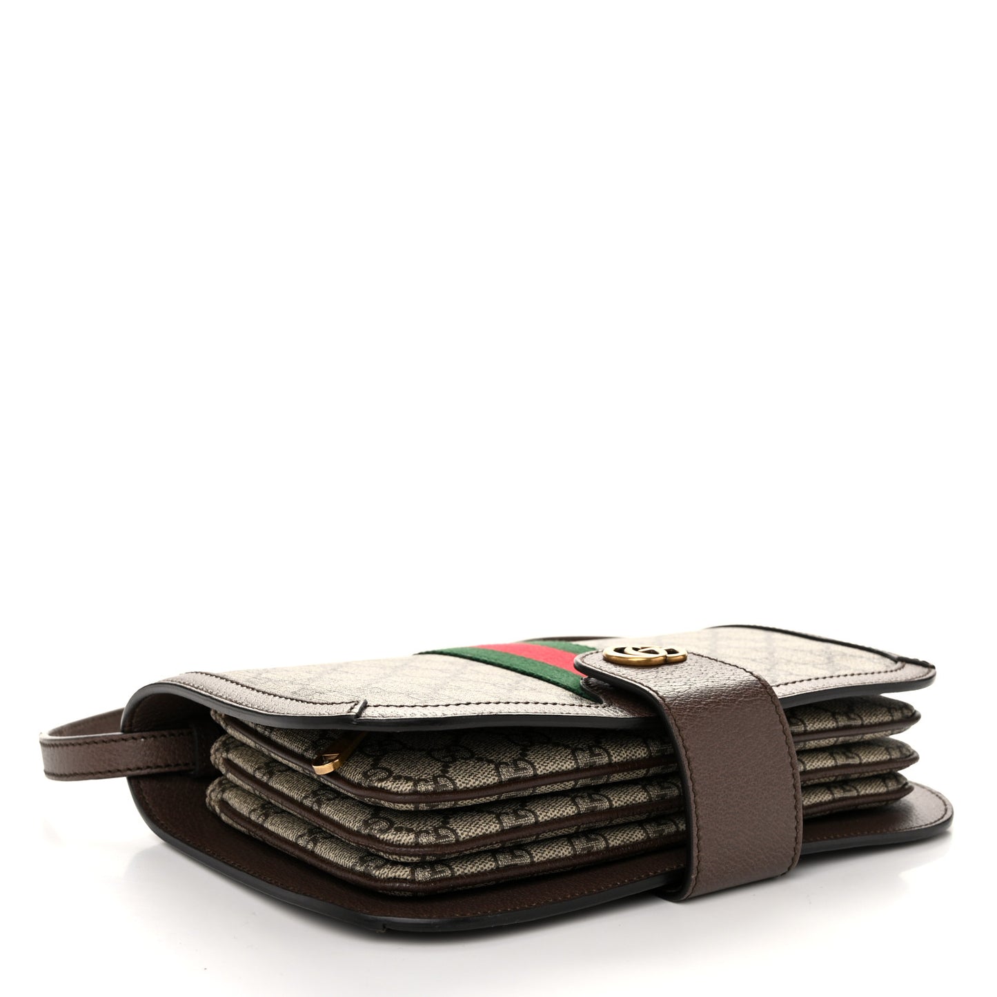 GG Supreme Monogram Web Ophidia Flap Messenger Bag Beige New Acero