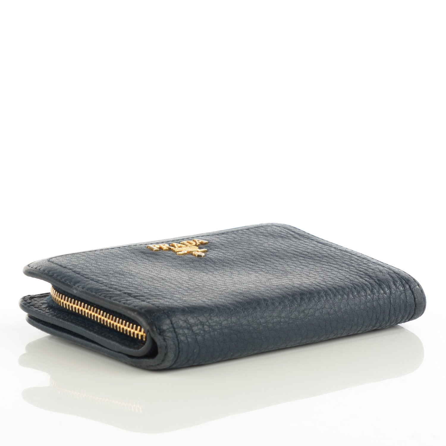 Prada Vitello Daino Compact Wallet Baltico 4 of 7