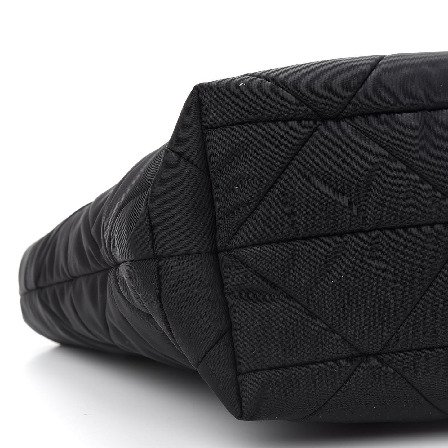 Re-Nylon Nappa Triangle Quilted Padded Double Handled Zip Pocket Tote Black