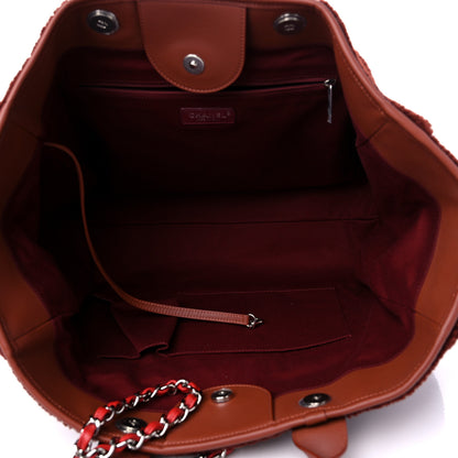 Chanel Shearling Large Deauville Tote Burgundy 4 of 8