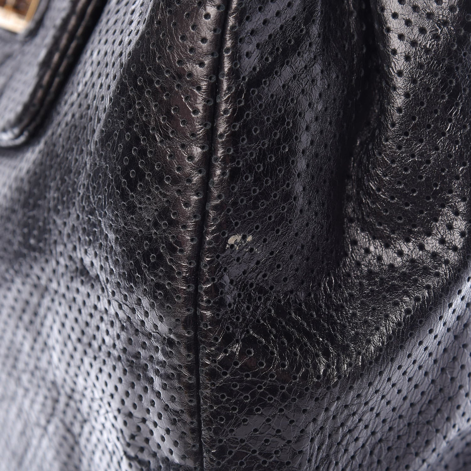 Chanel Metallic Crackled Calfskin Perforated Drill Shoulder Bag Black 13 of 13