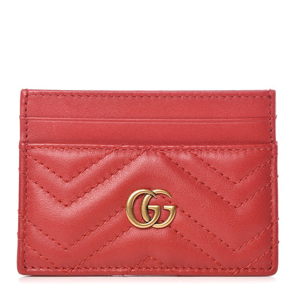 Gucci Calfskin Matelasse GG Marmont Card Holder Hibiscus Red 1 of 7
