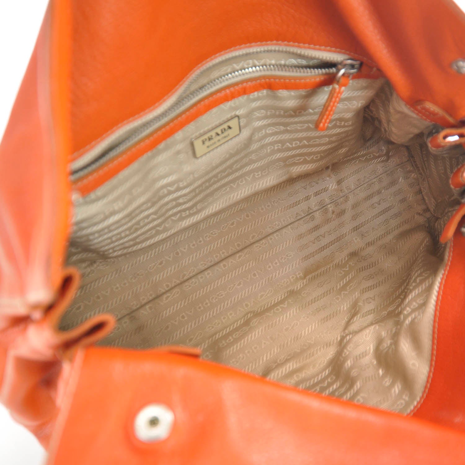 Prada Vitello Foldover Pushlock Satchel Orange 7 of 9