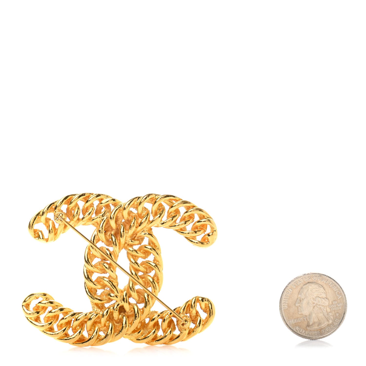 Chanel Metal Chain CC Brooch Gold 3 of 3