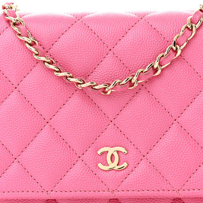 Chanel Caviar Quilted Wallet on Chain WOC Pink 9 of 13