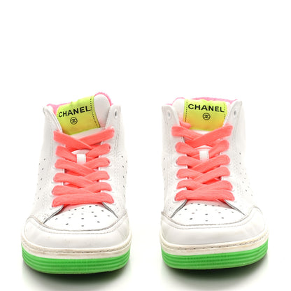 Chanel Calfskin Womens Logo High Top Sneakers 36.5 White Multicolor 3 of 11