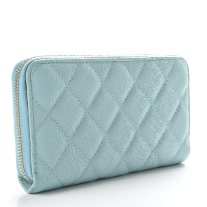 Chanel Caviar Quilted Medium Zip Around Wallet Light Blue 3 of 9