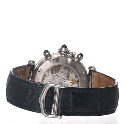 Cartier Stainless Steel Alligator 38mm Pasha C Chronograph Automatic Watch Blue 4 of 10