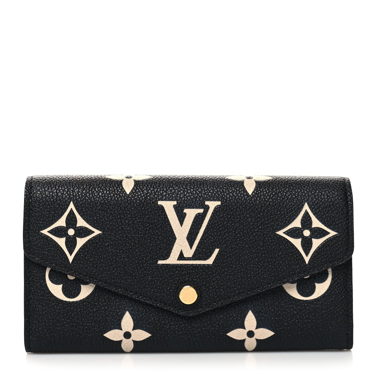 Louis Vuitton Monogram Empreinte Giant Sarah Wallet Black Beige 1 of 8