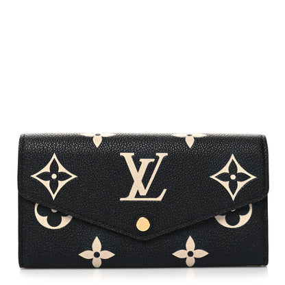 Louis Vuitton Monogram Empreinte Giant Sarah Wallet Black Beige 1 of 8