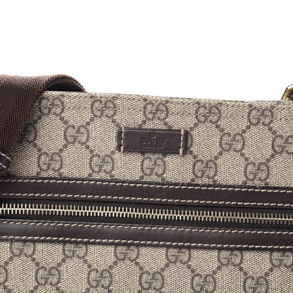 Gucci GG Supreme Monogram Selleria Calfskin Small Flat Side Zip Messenger Bag Beige Ebony Cocoa Dark Chocolate 10 of 10