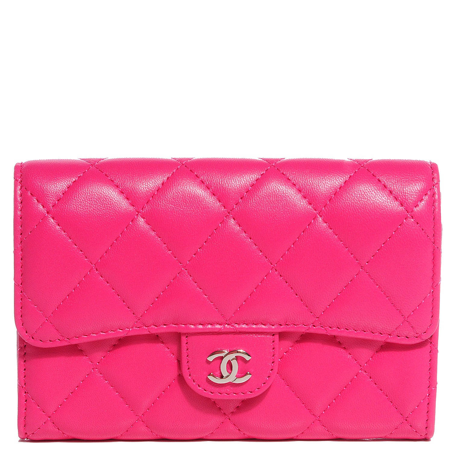 Chanel Lambskin Quilted Small Flap Wallet Dark Pink 1 of 10