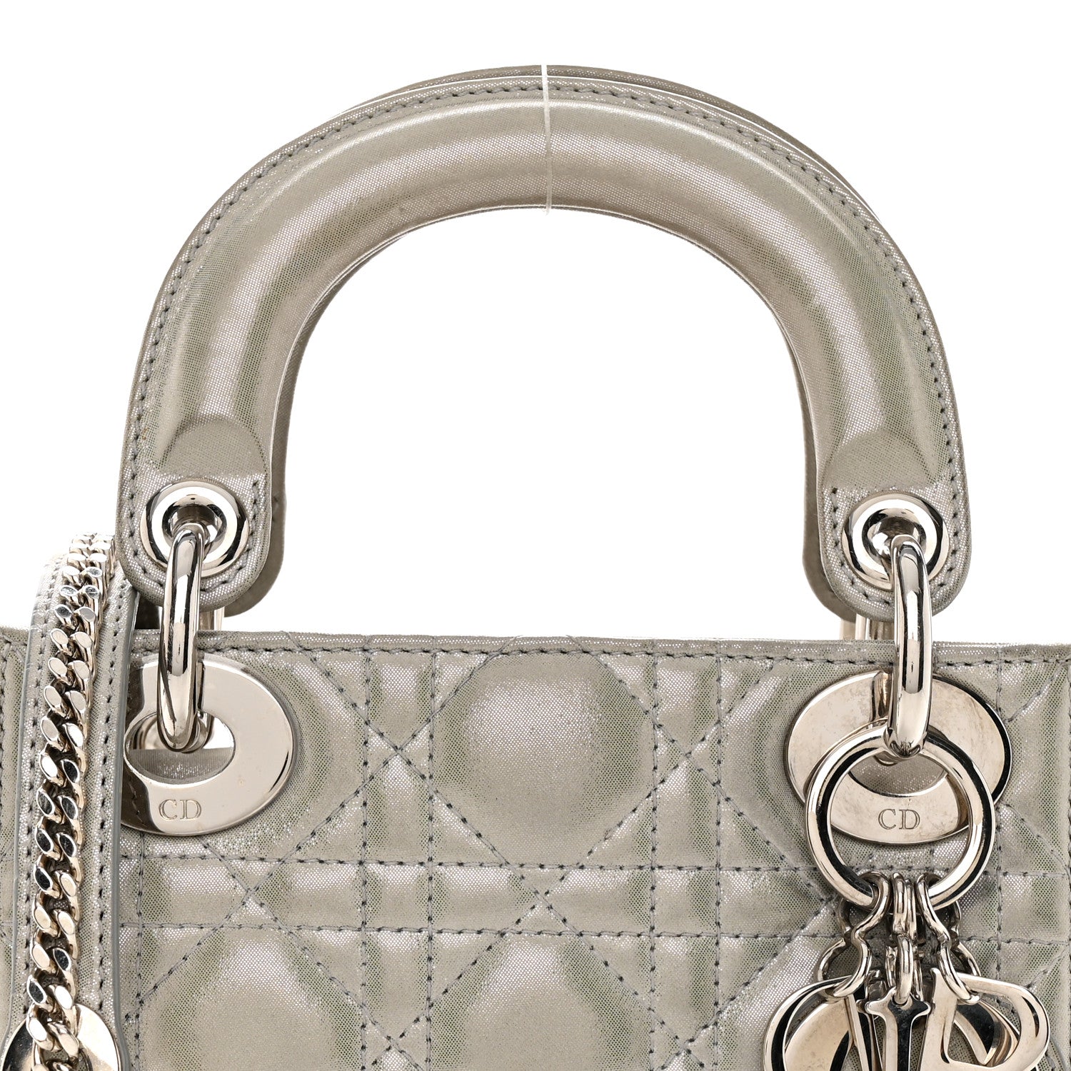 Christian Dior Metallic Nubuck Cannage Mini Lady Dior Silver 8 of 12