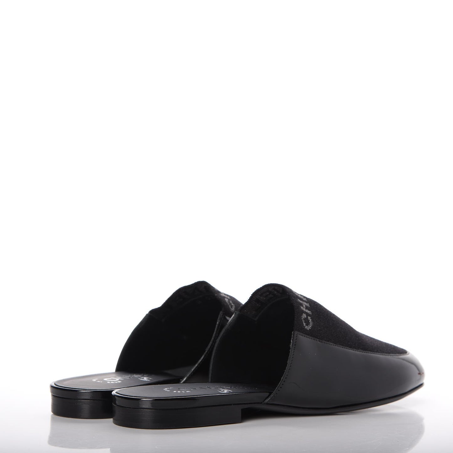 Fabric Patent Calfskin Mules 39 Black