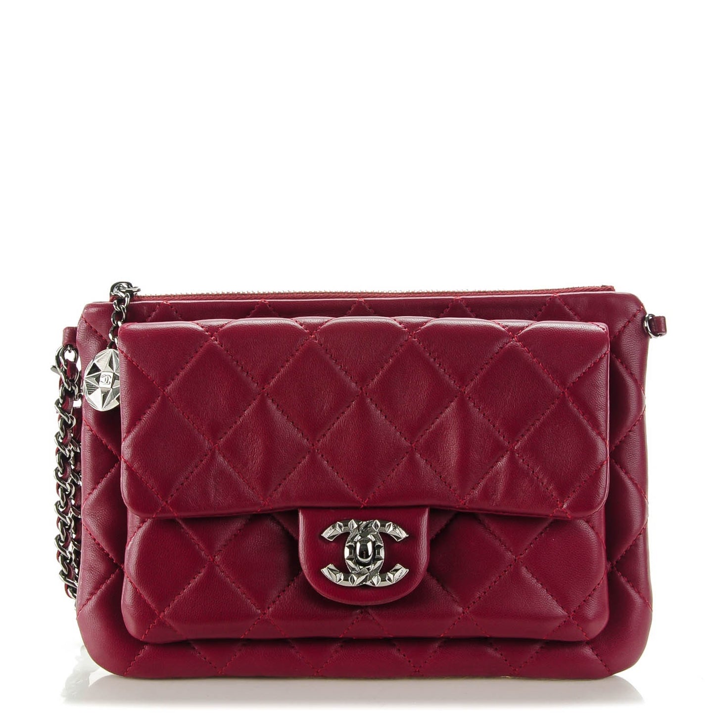 Lambskin Mineral Nights Flap Wristlet Dark Red