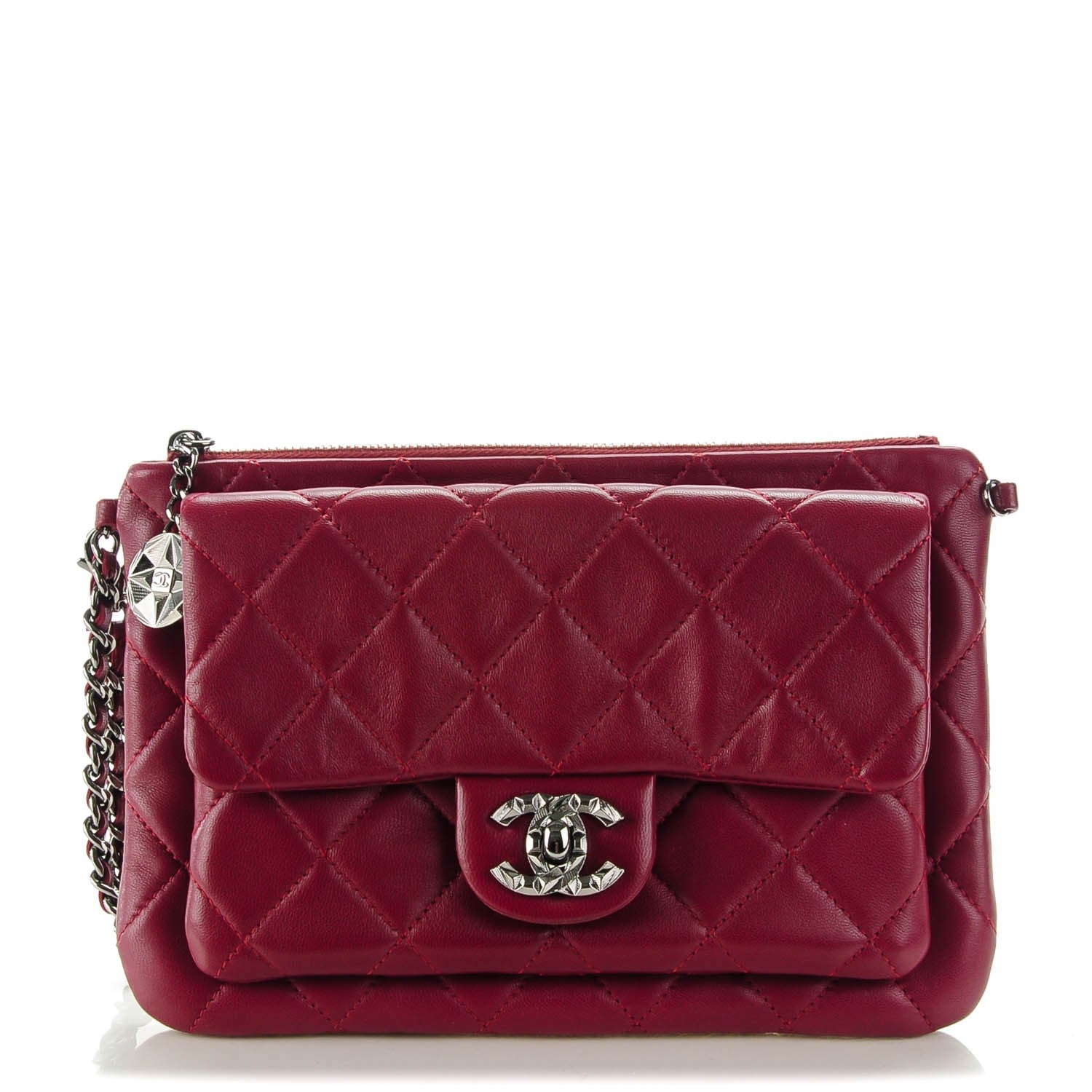 Chanel Lambskin Mineral Nights Flap Wristlet Dark Red 1 of 8