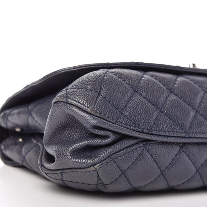 Chanel Metallic Caviar Quilted Flap Navy Blue 6 of 10