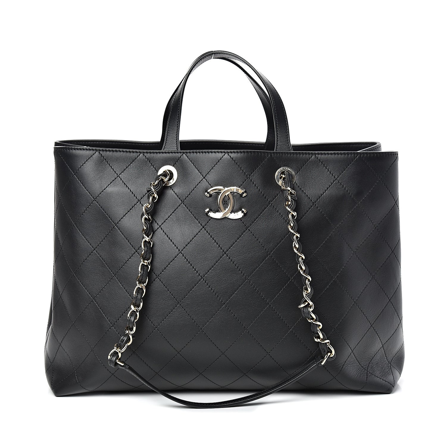 Calfskin Large Serial Shopper Tote Black