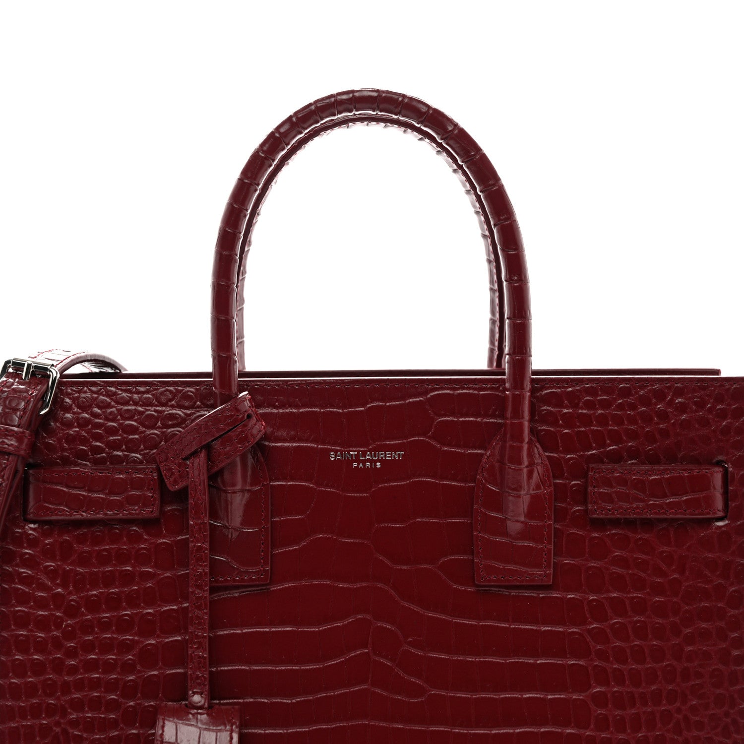 Saint Laurent Calfskin Crocodile Embossed Baby Sac De Jour Red 8 of 10