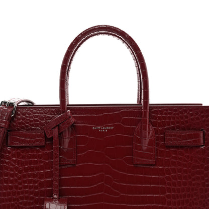 Saint Laurent Calfskin Crocodile Embossed Baby Sac De Jour Red 8 of 10