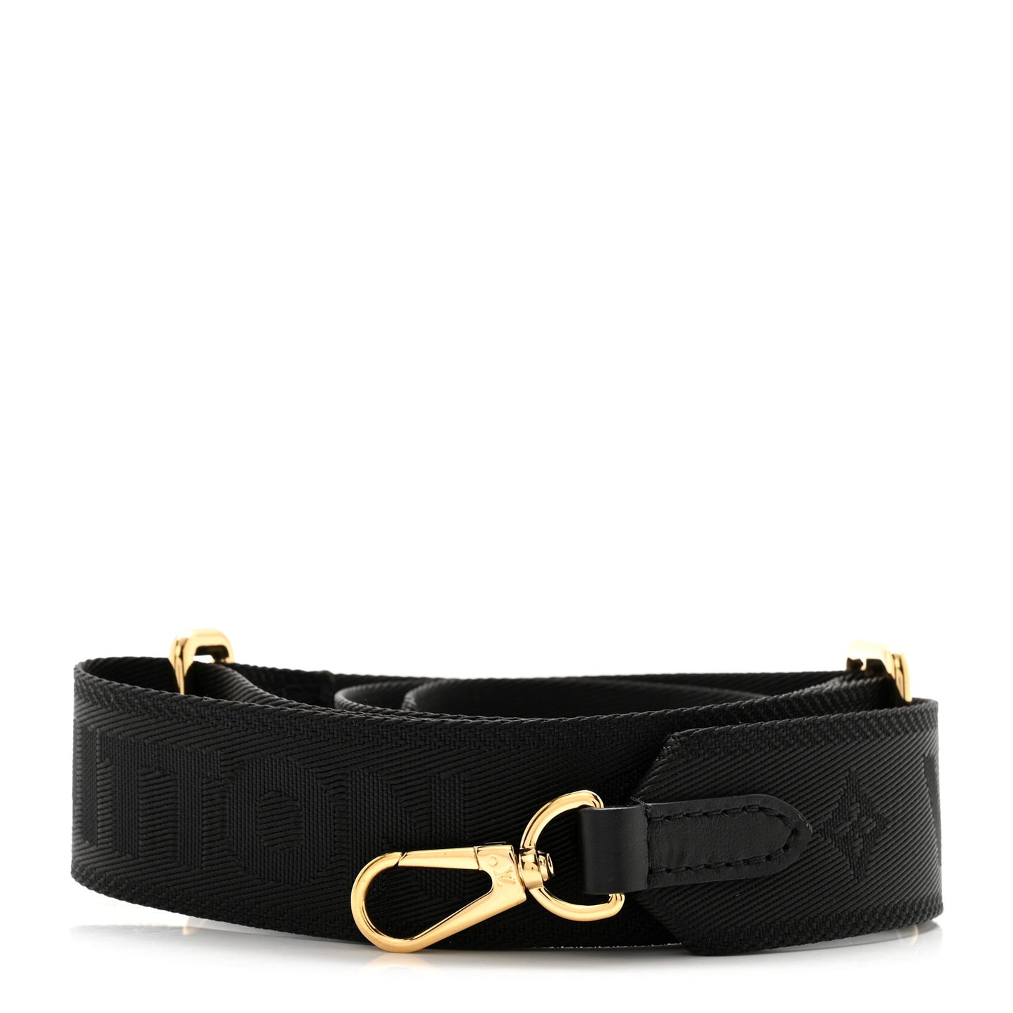 Nylon Calfskin Bubblegram Wallet Strap Black