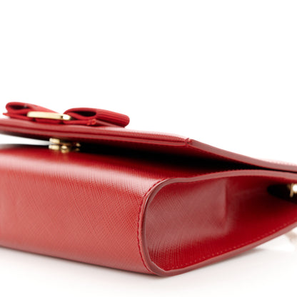 Salvatore Ferragamo Hammered Calfskin Mini Miss Vara Bow Chain Bag Sangria 9 of 9
