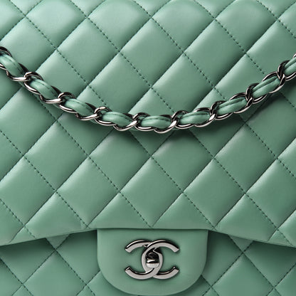 Chanel Lambskin Quilted Maxi Single Flap Green 10 of 11
