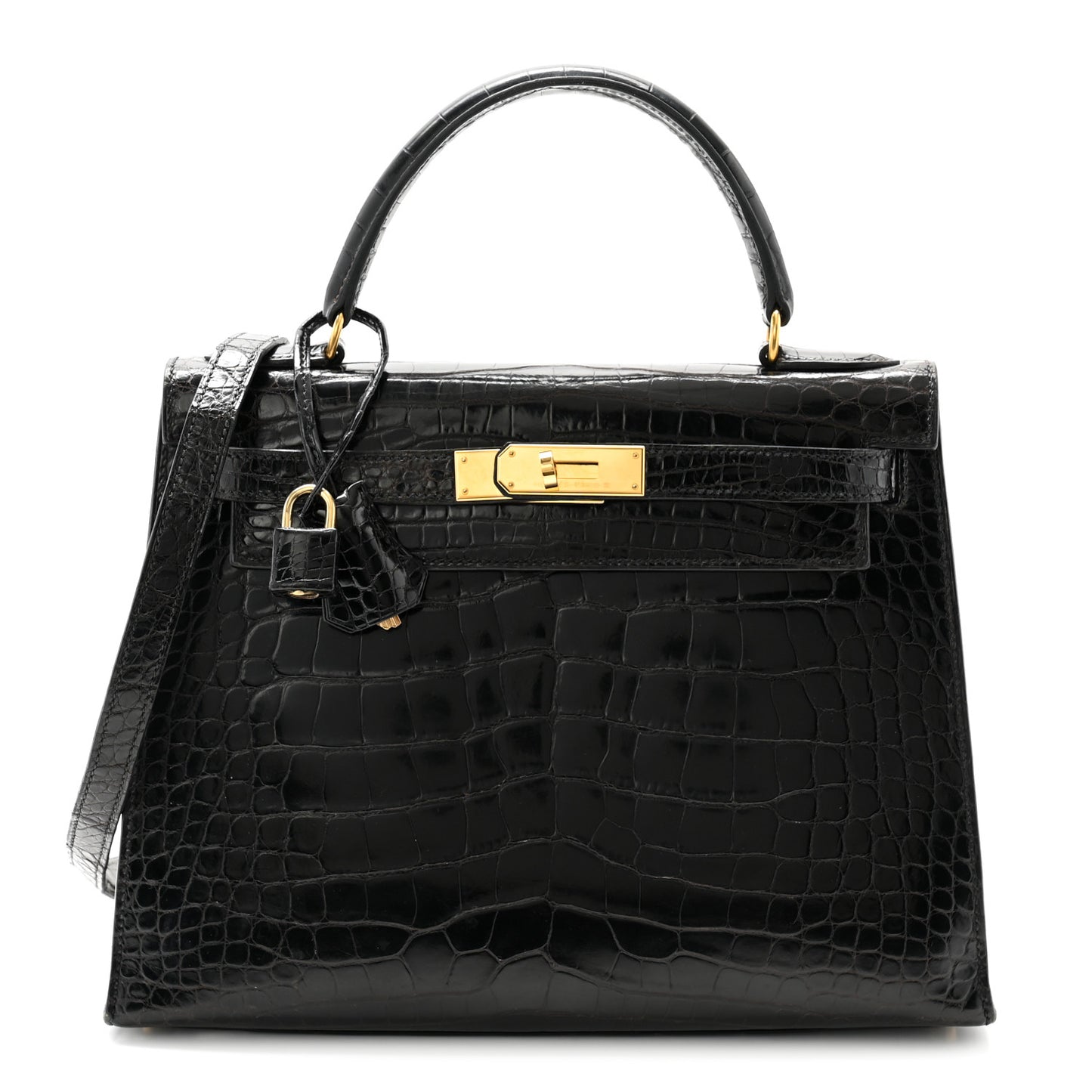 Shiny Alligator Kelly Sellier 28 Black